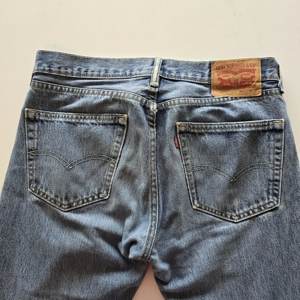 Levi's 505 Jeans Mens 33X32 Black Lighg Wash Mid Rise Stretch Logo Straight